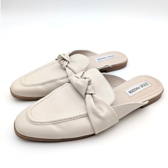 Steve Madden Chart Mule Flats Knotted Strap Women's Cream Size US8M EU38.5 - Picture 1 of 12